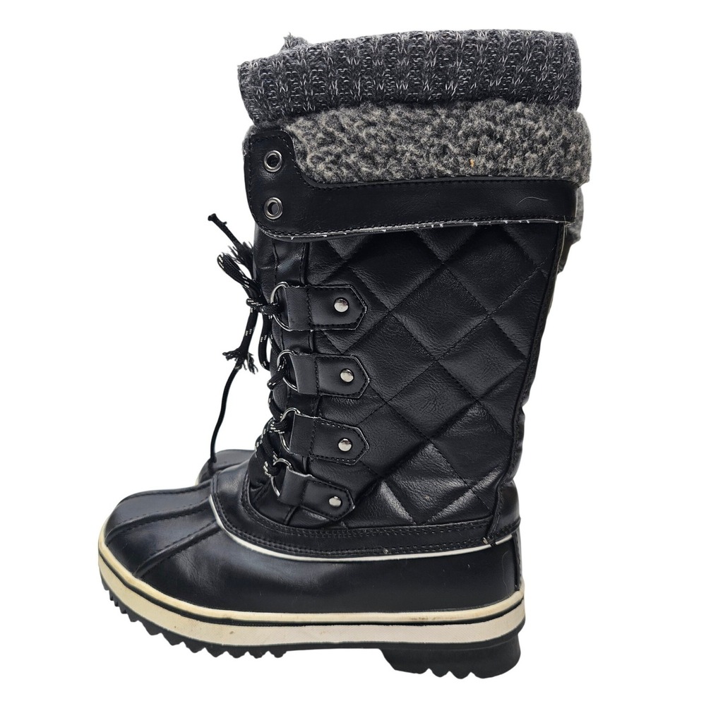 Mishansha Womens Black Quilted Winter Snow Boots Faux Fur Lined Duck Size 6